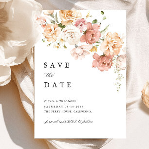 Dusty Pink Rose Floral Wedding Save The Date