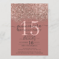 Dusty Pink Rose Gold Glitter Confetti Quinceañera