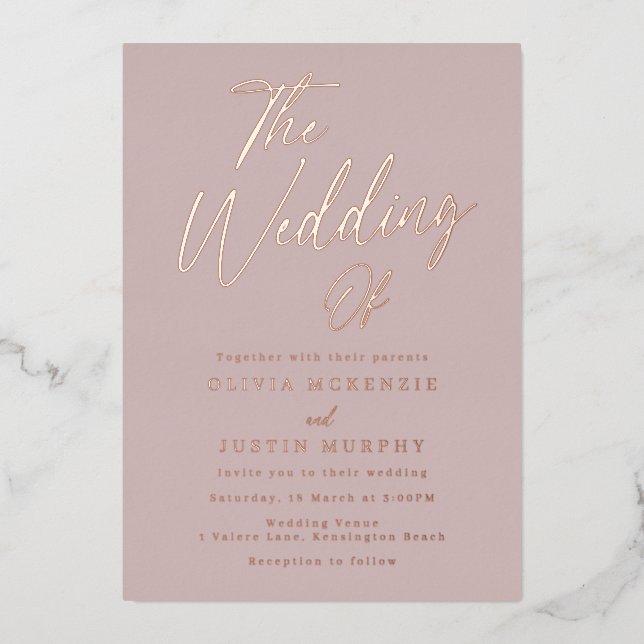 Dusty Pink & Rose Gold Modern Wedding (Front)