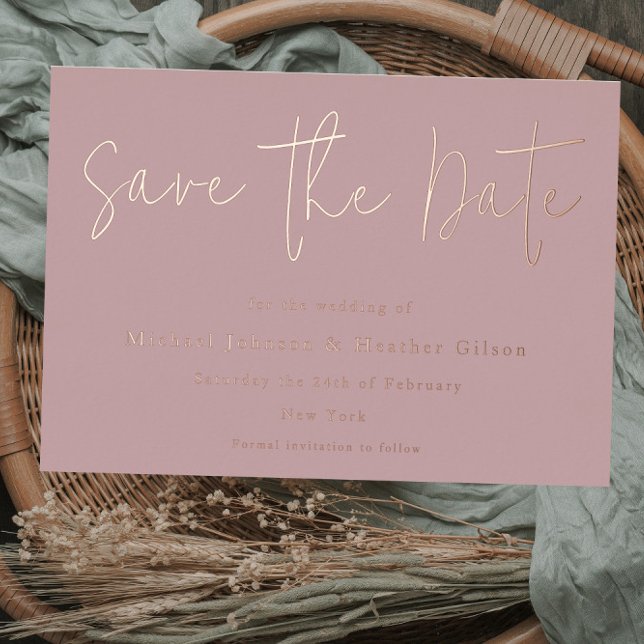Dusty Pink & Rose Gold Wedding Save the Date (Creator Uploaded)