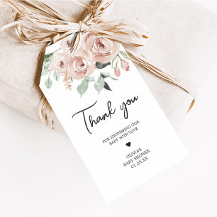 Dusty Pink Rose It's a Girl Baby Shower Favour Tag