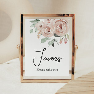 Dusty Pink Rose It's a Girl Baby Shower Favours Poster