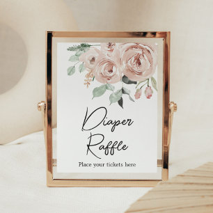 Dusty Pink Rose It's a Girl Diaper Raffle Poster