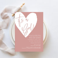 Dusty Pink/ Rose It's a girl heart Baby Shower