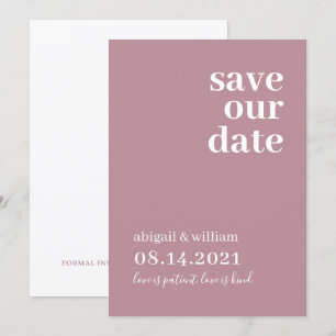 Dusty Pink Rose Simple Modern Non Photo Wedding Save The Date