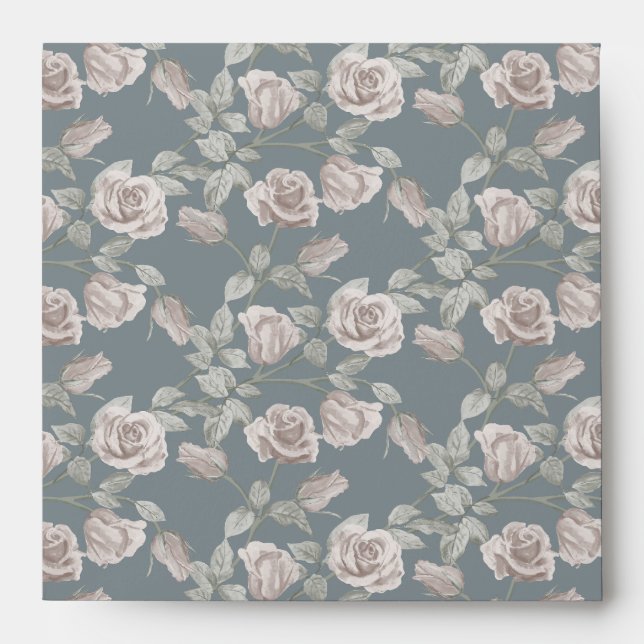 Dusty Pink Rose Vine Envelope (Front)