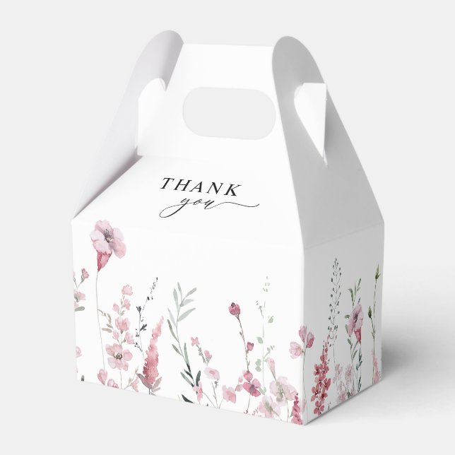 Dusty Pink Rose Wildflowers Elegant Floral Wedding Favour Box (Back Side)