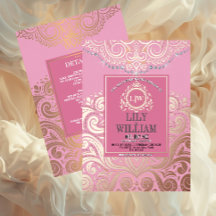 Dusty Pink RoseGold Classic Monogram Boho Wedding