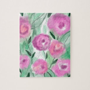 Dusty Pink Roses in a Pretty Garden Jigsaw Puzzle