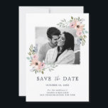 Dusty Pink Roses Midsummer Floral Save the Date<br><div class="desc">Trendy midsummer save the date photo card featuring classy chic floral bouquet with roses and peonies painted in neutral soft colours of dusty rose pink, cream, peach, dusty blue, and soft sage greenery shades. This collection is perfect for classic vintage style watercolor wedding themes. Please find more matching designs and...</div>