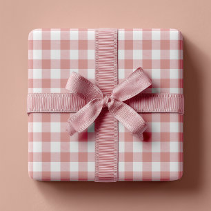 Dusty Pink Rustic Gingham Wrapping Paper Sheet