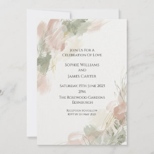 Dusty Pink & Sage Abstract Floral Invitation