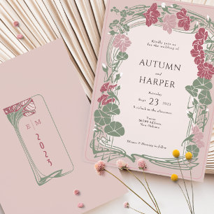 Dusty Pink Sage Elegance Botanical Wedding Invitation