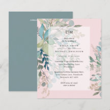 Dusty Pink Sage Wedding Ceremony and Reception Inv