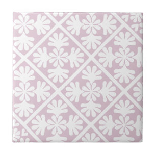 Dusty Pink Scandinavian Oak Leaf Floral Diamonds Tile