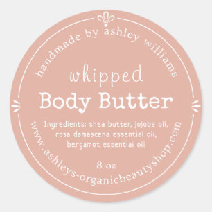 Dusty Pink Script Handmade Body Butter Label