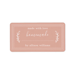 Dusty Pink Script Homemade Baked Goods Canning Label