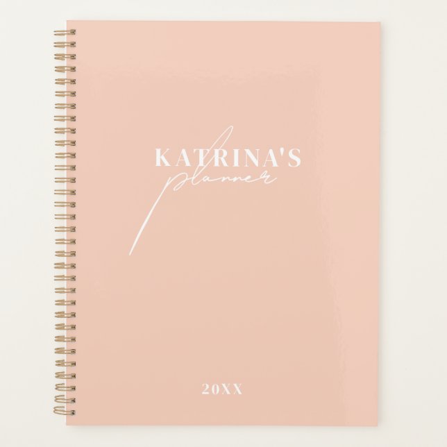 Dusty Pink Script Monthly Weekly Monthly Non Dated Planner (Front)