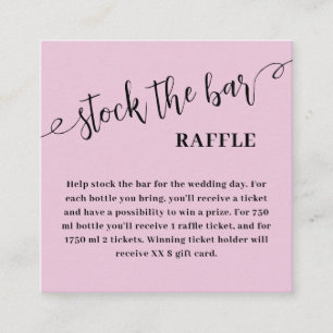 Dusty Pink Script Stock the bar Bridal Shower  Enclosure Card