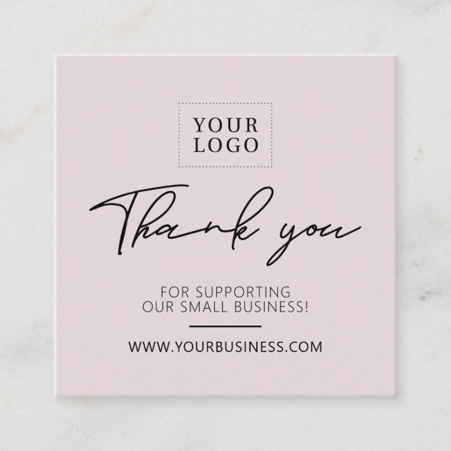 Dusty Pink Simple Business Thank you Insert Card (Front)