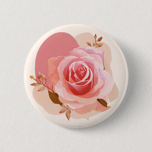 Dusty Pink Single Rose 6 Cm Round Badge