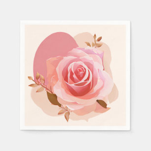 Dusty Pink Single Rose Napkin