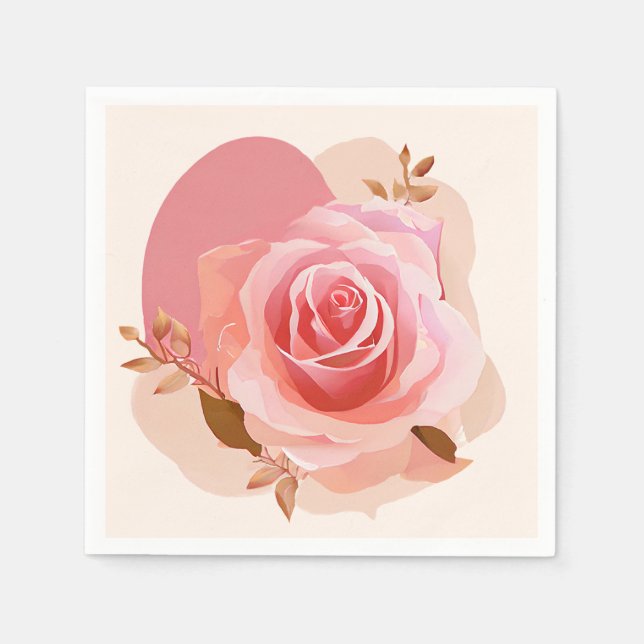 Dusty Pink Single Rose Napkin (Front)