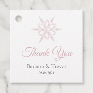 Dusty Pink Snowflakes Winter Wedding Thank You Favour Tags