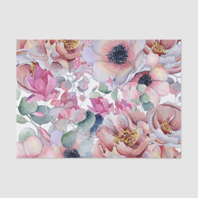 Dusty Pink Spring Floral Tissue Paper (Front)