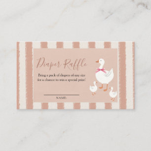 Dusty Pink Striped Little Goose Baby Diaper Raffle Enclosure Card