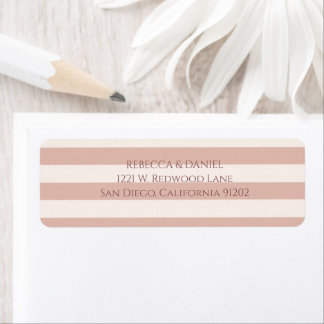 Dusty Pink Stripes Minimalist Return Address