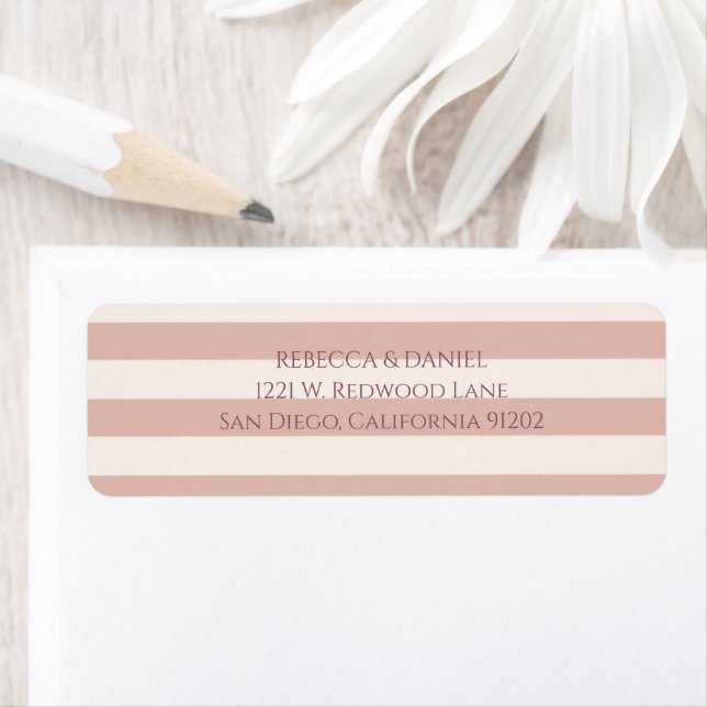 Dusty Pink Stripes Minimalist Return Address  (Insitu)