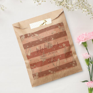 Dusty Pink Stripes Vintage Floral Girl shower Favour Bags