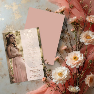 Dusty Pink Stylish Photo Graduation Party TMF26