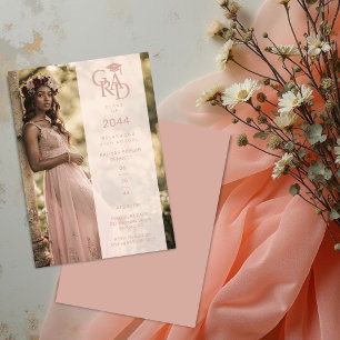 Dusty Pink Stylish Photo Graduation Party TMF26 Invitation