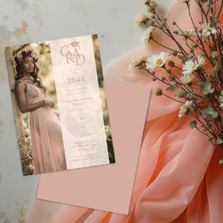 Dusty Pink Stylish Photo Graduation Party TMF26 Invitation