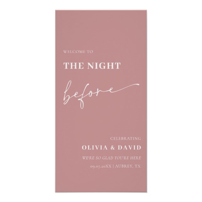 Dusty Pink The Night Before Rehearsal Dinner Sign (Front)