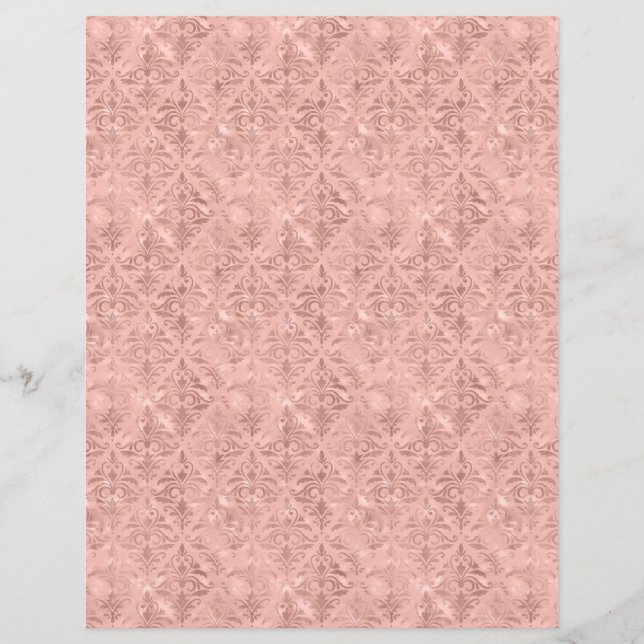Dusty Pink Victorian Style Damask Scrapbook Paper (Front)