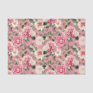 Dusty Pink Vintage Floral Garden Pattern Tissue Paper