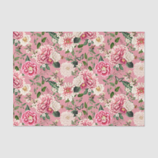 Dusty Pink Vintage Floral Garden Pattern Tissue Paper