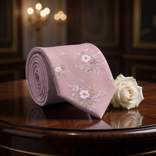 Dusty Pink Vintage Floral Tie