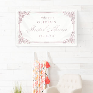 Dusty Pink Vintage Frame Elegant Bridal Shower Banner