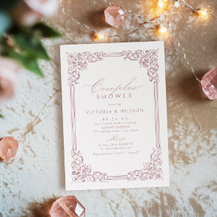 Dusty Pink Vintage Frame Elegant Couples Shower Invitation