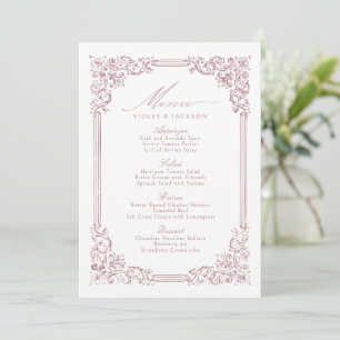 Dusty Pink Vintage Frame Elegant Script Wedding Menu