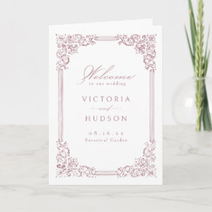 Dusty Pink Vintage Frame Elegant Script Wedding Programme