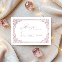 Dusty Pink Vintage Frame Elegant Script Wedding