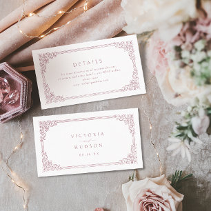 Dusty Pink Vintage Frame Elegant Wedding Details Place Card