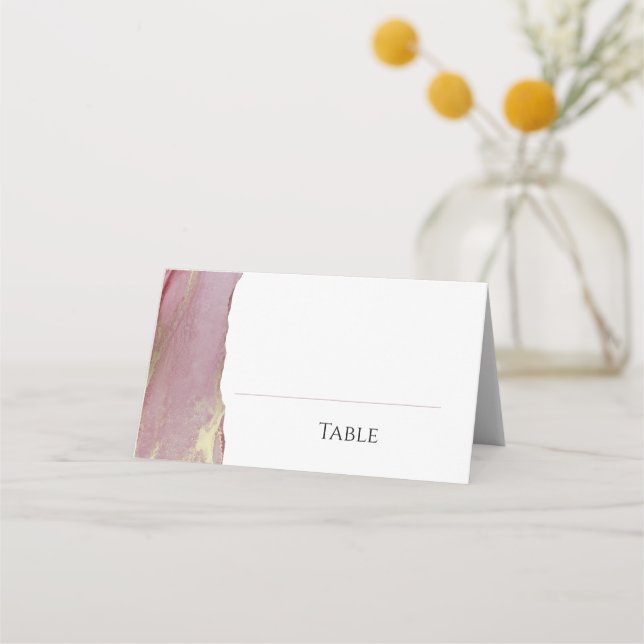 Dusty Pink Viva Magenta Wedding Place Card (Front)