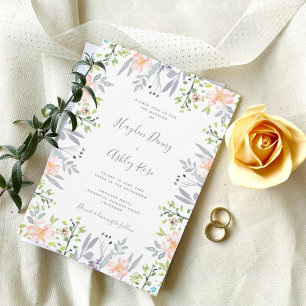 Dusty Pink watercolor floral Wedding Invitation