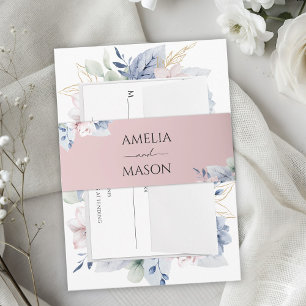 Dusty Pink Watercolor Floral Wedding Invitation Belly Band